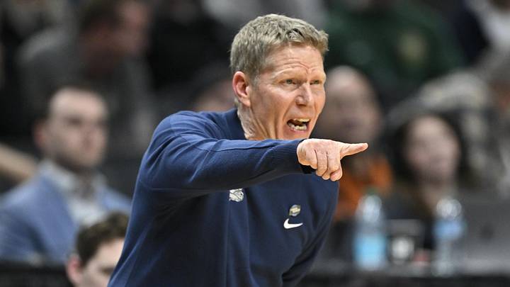 Mar 19, 2026; Portland, OR, USA; Gonzaga Bulldogs head coach Mark Few reacts during the second half of a first round game of the men's 2026 NCAA Tournament against the Kennesaw State Owls at Moda Center. Mandatory Credit: Craig Strobeck-Imagn Images