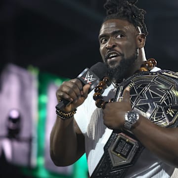 NXT Champion Oba Femi is defending his title against Trick Williams and Je'Von Evans in a Triple Threat match Saturday in Las Vegas.