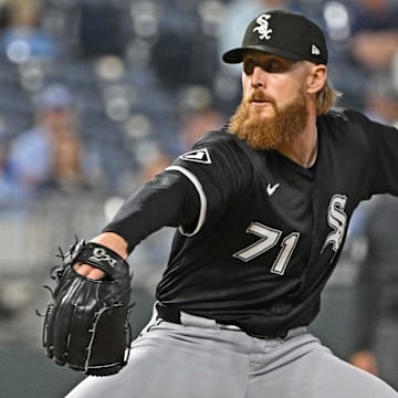 Chicago White Sox relief pitcher Cam Booser (71) throws against the Kansas City Royals at Kauffman Stadium. 