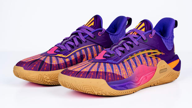 Kyrie Irving's purple and orange sneakers.