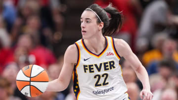 Indiana Fever guard Caitlin Clark (22) rushes up the court Friday, July 12, 2024.
