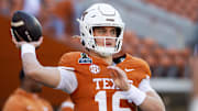 Dec 21, 2024; Austin, Texas, USA; Texas Longhorns quarterback Arch Manning (16) against the Clemson Tigers during the CFP National playoff first round at Darrell K Royal-Texas Memorial Stadium.