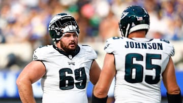 Eagles linemen Landon Dickerson and Lane Johnson