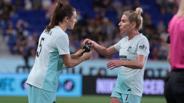 Kelley O'Hara and McCall Zerboni of Gotham FC