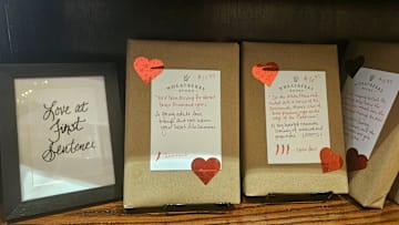 As part of the Valentine's Day celebration Wheatberry Books has a \"Love at First Sentence\" event going on where shoppers can buy a mystery romance book based on the first sentence and spice level.