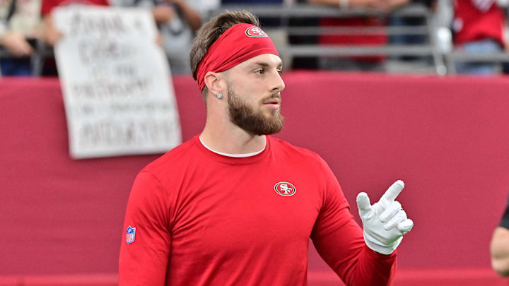Jan 5, 2025; Glendale, Arizona, USA; San Francisco 49ers wide receiver Ricky Pearsall (14) looks on prior to the game against the Arizona Cardinals at State Farm Stadium. Mandatory Credit: Matt Kartozian-Imagn Images Jan 5, 2025; Glendale, Arizona, USA; San Francisco 49ers wide receiver Ricky Pearsall (14) looks on prior to the game against the Arizona Cardinals at State Farm Stadium. Mandatory Credit: Matt Kartozian-Imagn Images
