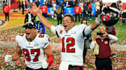 La leyenda Tom Brady cuando ganó el Super Bowl LV con los Tampa Bay Bucaneers