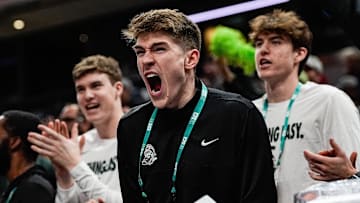 Michigan State fans cheer for a play against Oregon during the first half of Big Ten Tournament quarterfinal at Gainbridge Fieldhouse in Indianapolis, Ind. on Friday, March 14, 2025.