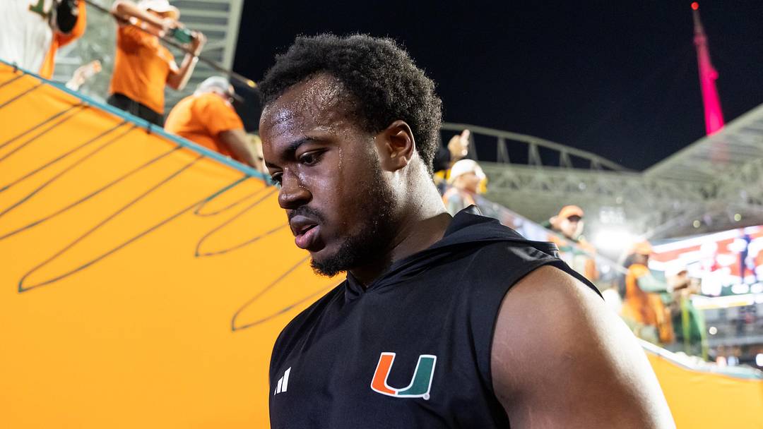 Jan 19, 2026; Miami Gardens, FL, USA; Miami Hurricanes defensive lineman Rueben Bain Jr. (4) against the Indiana Hoosiers during the College Football Playoff National Championship game at Hard Rock Stadium. Mandatory Credit: Mark J. Rebilas-Imagn Images Jan 19, 2026; Miami Gardens, FL, USA; Miami Hurricanes defensive lineman Rueben Bain Jr. (4) against the Indiana Hoosiers during the College Football Playoff National Championship game at Hard Rock Stadium. Mandatory Credit: Mark J. Rebilas-Imagn Images