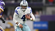 Dallas Cowboys quarterback Dak Prescott in action against the Minnesota Vikings.