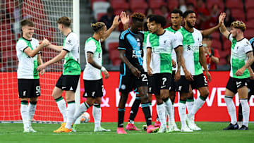 Liverpool celebrate a comfortable win over Leicester City in pre-season