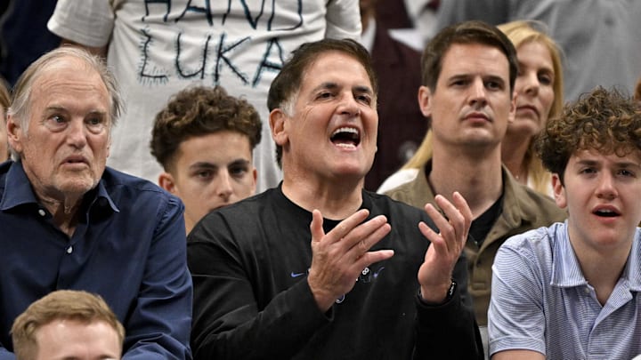 Mark Cuban watches the game between the Dallas Mavericks and the Houston Rockets at the American Airlines Center. Mark Cuban watches the game between the Dallas Mavericks and the Houston Rockets at the American Airlines Center.