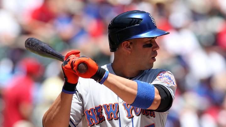 Jun 26, 2011; Arlington, TX, USA; New York Mets designated hitter Carlos Beltran (15) at bat against the Texas Rangers at Rangers Ballpark. Mandatory Credit: Tim Heitman-Imagn Images