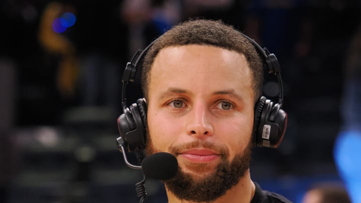 Jan 24, 2024; San Francisco, California, USA; Golden State Warriors guard Stephen Curry (30) speaks