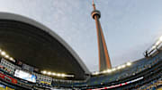 May 30, 2012; Toronto, ON, CANADA; A wide angle view of the Rogers Centre and CN Tower during a game between the Baltimore Orioles and Toronto Blue Jays.