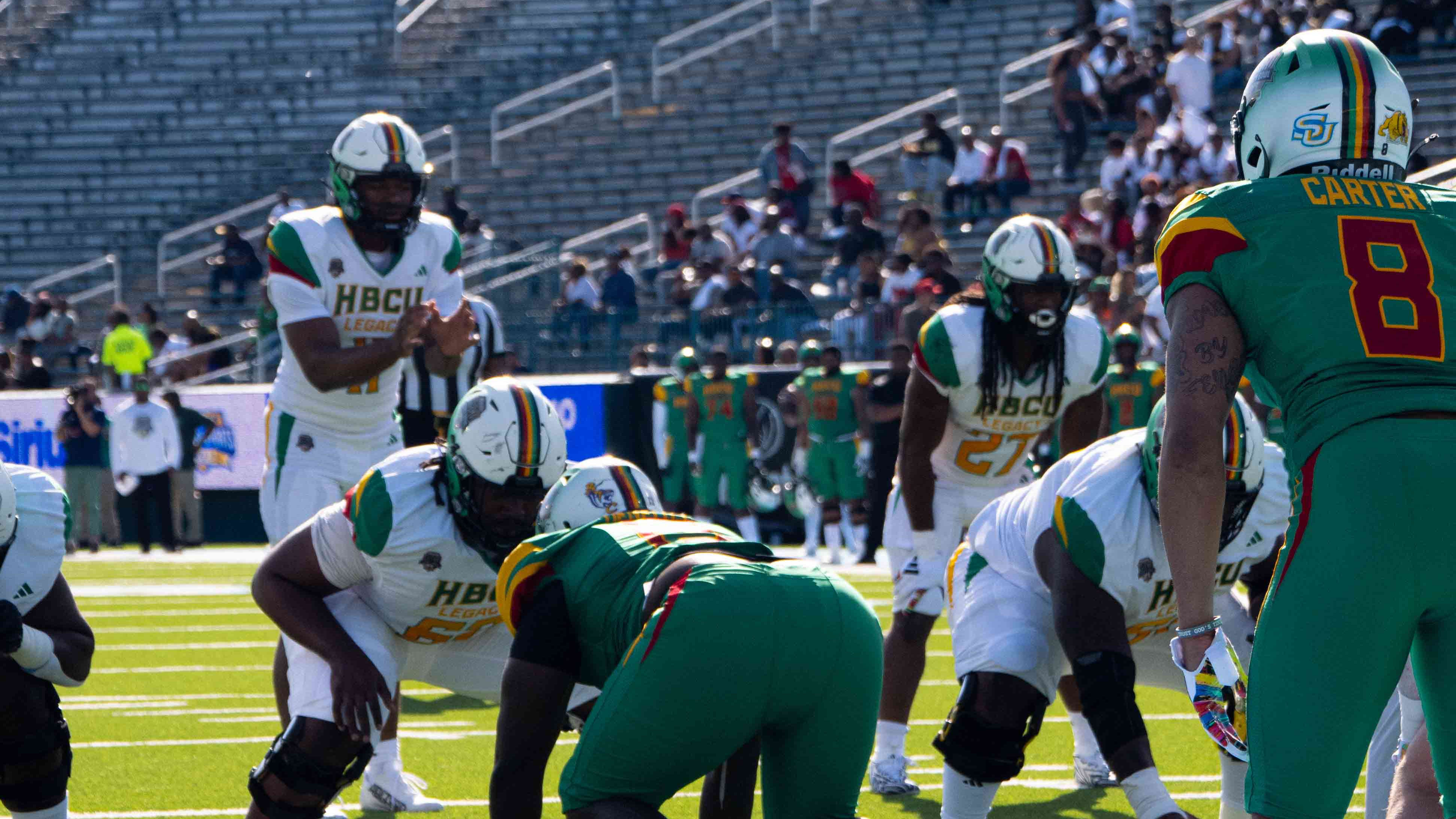 Team Gaither's QB Davius Richard before scoring a touchdown at the 2024 Allstate HBCU Legacy Bowl.