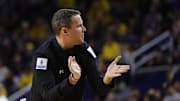 Dec 29, 2023; Ann Arbor, Michigan, USA;  McNeese State Cowboys head coach Will Wade on the sideline in the second half against the Michigan Wolverines at Crisler Center. Mandatory Credit: Rick Osentoski-Imagn Images