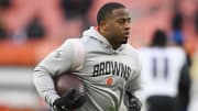 Dec 17, 2022; Cleveland, Ohio, USA; Cleveland Browns running back Nick Chubb (24) warms up before the game between the Browns and the Baltimore Ravens at FirstEnergy Stadium. Mandatory Credit: Ken Blaze-USA TODAY Sports