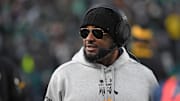 Dec 15, 2024; Philadelphia, Pennsylvania, USA; Pittsburgh Steelers head coach Mike Tomlin on the sidelines against the Philadelphia Eagles at Lincoln Financial Field. 
