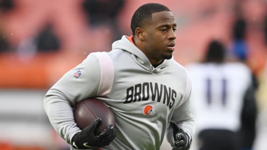 Dec 17, 2022; Cleveland, Ohio, USA; Cleveland Browns running back Nick Chubb (24) warms up before the game between the Browns and the Baltimore Ravens at FirstEnergy Stadium. Mandatory Credit: Ken Blaze-USA TODAY Sports