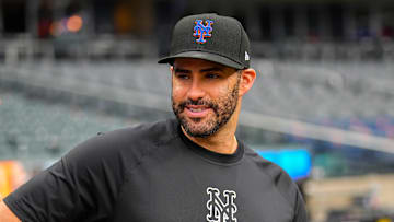New York Mets designated hitter JD Martinez (28) prior to the game against the Philadelphia Phillies at Citi Field.