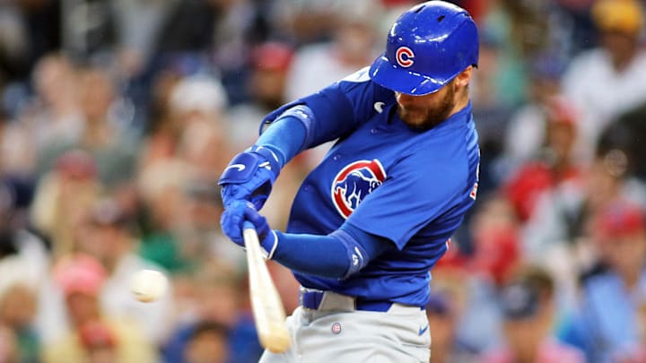 Aug 30, 2024; Washington, District of Columbia, USA; Chicago Cubs right fielder Cody Bellinger (24) hits a two-run home run during the second inning against the Washington Nationals at Nationals Park.