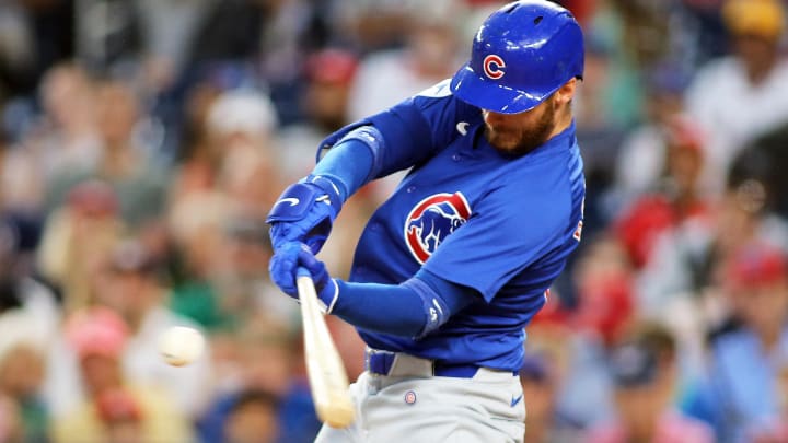 Aug 30, 2024; Washington, District of Columbia, USA; Chicago Cubs right fielder Cody Bellinger (24) hits a two-run home run during the second inning against the Washington Nationals at Nationals Park.