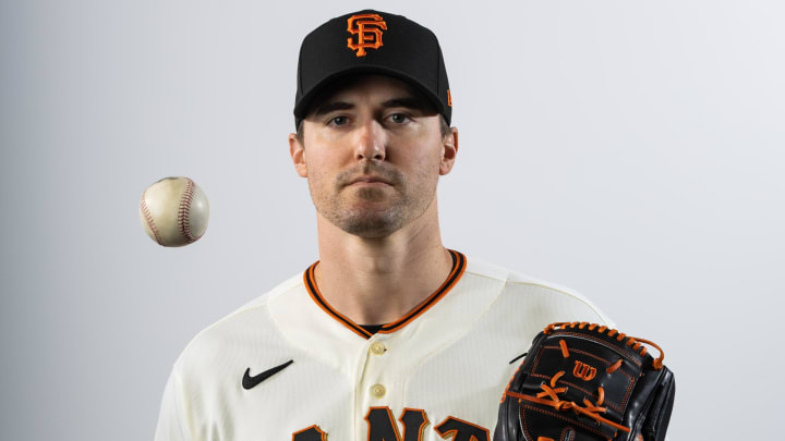 Feb 24, 2023; Scottsdale, AZ, USA; San Francisco Giants pitcher Ross Stripling poses for a portrait