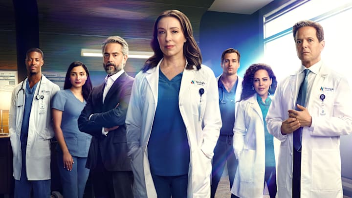 DOC: L-R: Patrick Walker, Anya Banerjee, Omar Metwally, Molly Parker, Jon Ecker, Amirah Vann and Scott Wolf. CR: FOX. ©2025 FOX MEDIA LLC.