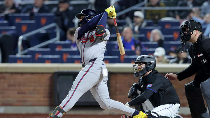 May 10, 2024; New York City, New York, USA; Atlanta Braves right fielder Ronald Acuna Jr. (13)