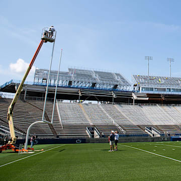Construction work continues at Penn State football's Beaver Stadium.  