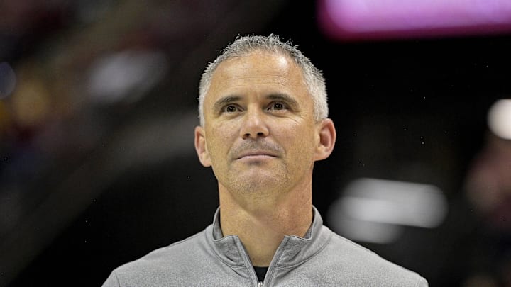 Mar 9, 2024; Tallahassee, Florida, USA; Florida State Seminoles head football coach Mike Norvell accepts the Bear Bryant coach of the Year award during a media timeout of a basketball game against the Miami Hurricanes at Donald L. Tucker Center. Mandatory Credit: Melina Myers-USA TODAY Sports