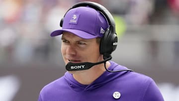 Oct 5, 2025; Tottenham, United Kingdom; Minnesota Vikings head coach Kevin O'Connell Mandatory Credit: Kirby Lee-Imagn Images