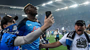 Victor Osimhen of SSC Napoli celebrates at the end of the...