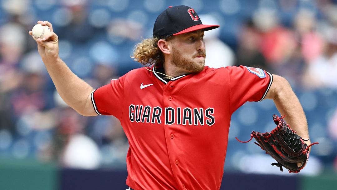 Jul 5, 2026; Cleveland, Ohio, USA; Cleveland Guardians pitcher Tanner Bibee (28) throws a pitch during the first inning against the Chicago White Sox at Progressive Field. Mandatory Credit: Ken Blaze-Imagn Images