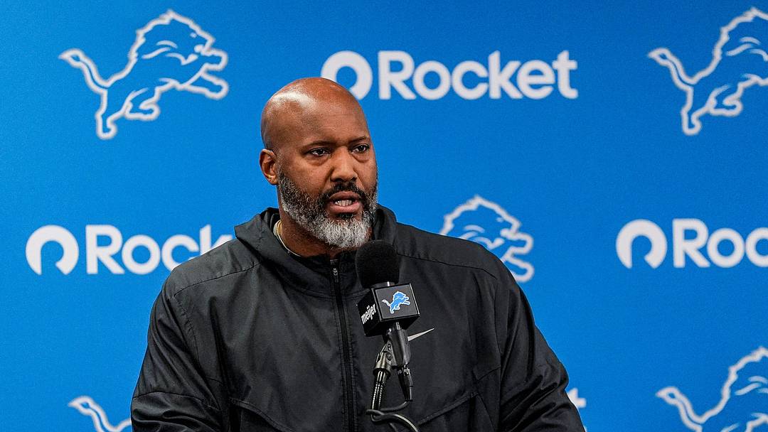 Detroit Lions executive vice president and general manager Brad Holmes speaks during media availability at Meijer Performance Center in Allen Park on Thursday, Jan. 8, 2026.