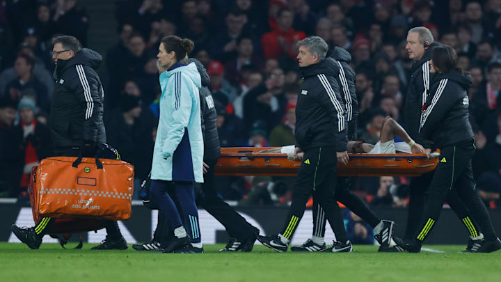 Gabriel Jesus was stretchered off in the first half vs. Manchester United in the FA Cup.
