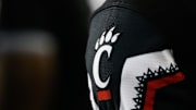 Sep 5, 2015; Cincinnati, OH, USA; A detailed view of the Cincinnati Bearcats logo on a jersey at Nippert Stadium. The Bearcats won 52-10. Mandatory Credit: Aaron Doster-Imagn Images