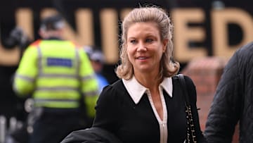 Amanda Staveley arriving at the Tyne and Wear derby in January