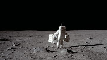 Buzz Aldrin Carries Out An Experiment On The Lunar Surface