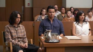 ACCUSED: L-R: Forrest Goodluck, Robert Mesa and Natalie Benally in the “Naataanii’s Story"episode of ACCUSED airing Tuesday, Feb. 28 (9:01-10:00 PM ET/PT) on FOX. ©2022 Fox Media LLC. CR: Steve Wilkie/FOX