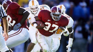 Oct 23, 1999; Tuscaloosa, AL, USA; FILE PHOTO; Alabama Roll Tide running back Shaun Alexander (37) in action running the ball against the Tennessee Volunteers at Bryant-Denny Stadium. Mandatory Credit: RVR Photos-USA TODAY Sports 