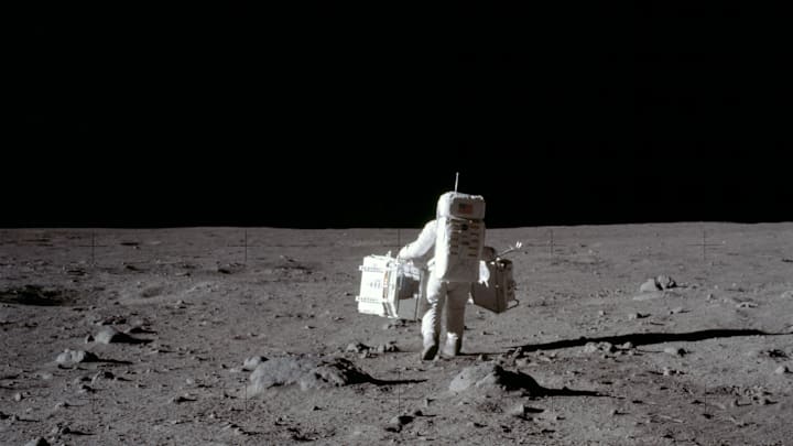 Buzz Aldrin Carries Out An Experiment On The Lunar Surface Buzz Aldrin Carries Out An Experiment On The Lunar Surface