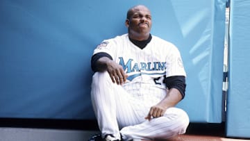 Florida Marlins third baseman Bobby Bonilla at Dolphin Stadium during the 1997 season. 