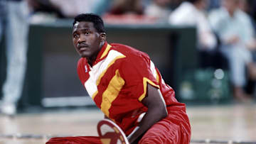 Feb 4, 1988; Seattle, WA, USA: FILE PHOTO; Atlanta Hawks forward Dominique Wilkins (21) prior to the game against the Seattle Supersonics at the Center Coliseum. Mandatory Credit: Imagn Images