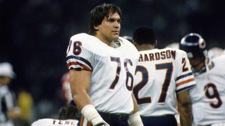 Jan 26, 1986; New Orleans, LA, USA; FILE PHOTO; Chicago Bears defensive tackle Steve McMichael (76) on the field prior to Super Bowl XX against the New England Patriots at the Superdome. The Bears defeated the Patriots 46-10. Mandatory Credit: Manny Rubio-USA TODAY Sports