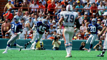 Dec 29, 1984; Miami, FL, USA; FILE PHOTO; Seattle Seahawks safety (45) Kenny Easley in action 