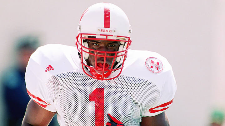 Sep 9,1995; East Lansing, MI, USA; FILE PHOTO; Nebraska Cornhuskers running back Lawrence Phillips (1) in action against the Michigan State Spartans at Spartan Stadium. Mandatory Credit: Anne Ryan-USA TODAY Sports 