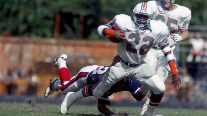 Miami Dolphins running back (22) Tony Nathan in action against the Buffalo Bills at the Orange Bowl in 1986.