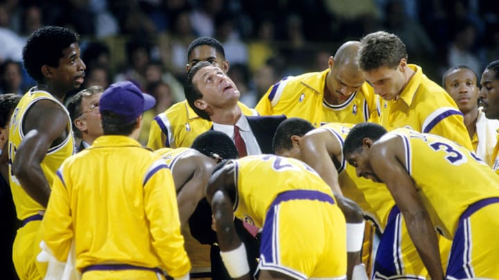 Pat Riley when he was coach of the Lakers in 1988. Pat Riley when he was coach of the Lakers in 1988.